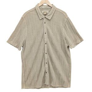 Carbon 2 Cobalt Dunes Shirt Mens Beige Textured Knit Short Sleeve Size XL